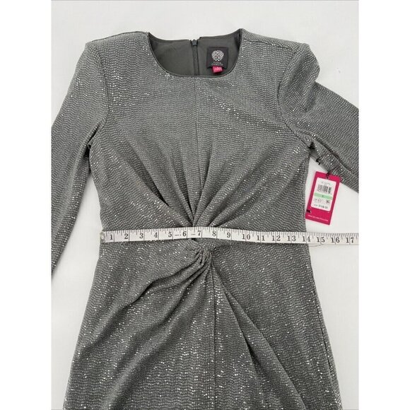 Vince Camuto Womens Size 8 Gray Sequin Long Sleeve Sheath Cocktail Dress New - Picture 11 of 13